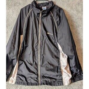 Reebok Windbreaker Track Jacket Black Mens XXL Lightweight Full Zip Long Sleeve